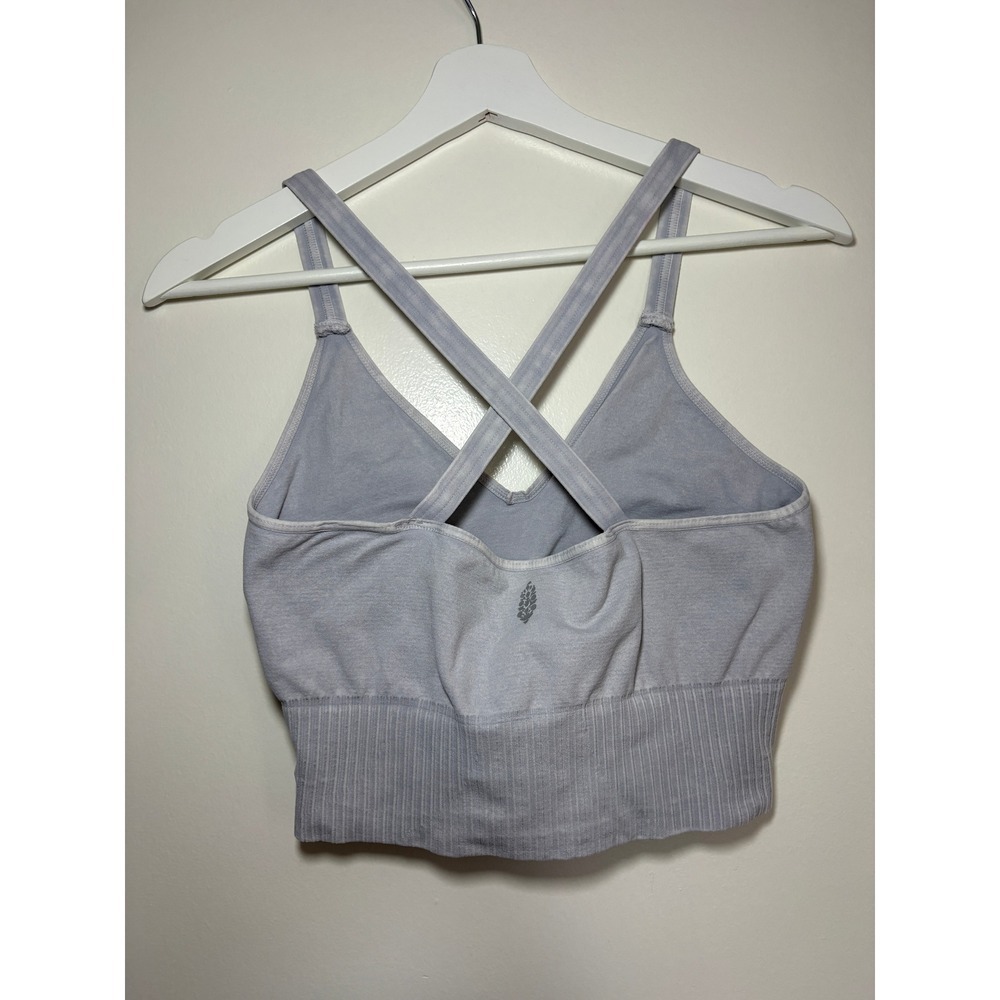 Free People Movement Good Karma Crop Top M/L Light Blue Seamless V-Neck Bra